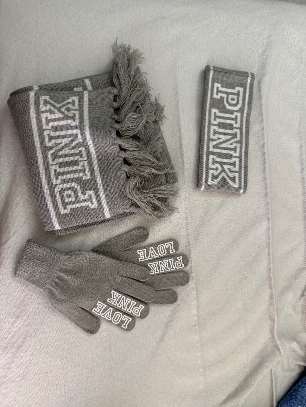 Victoria’s Secret PINK matching scarf, gloves, and headband
